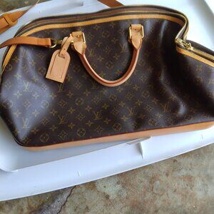 Louis Vuitton LV Boston Bag Keepall Bandouliere 50 Brown Monogram
